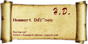 Hemmert Dénes névjegykártya